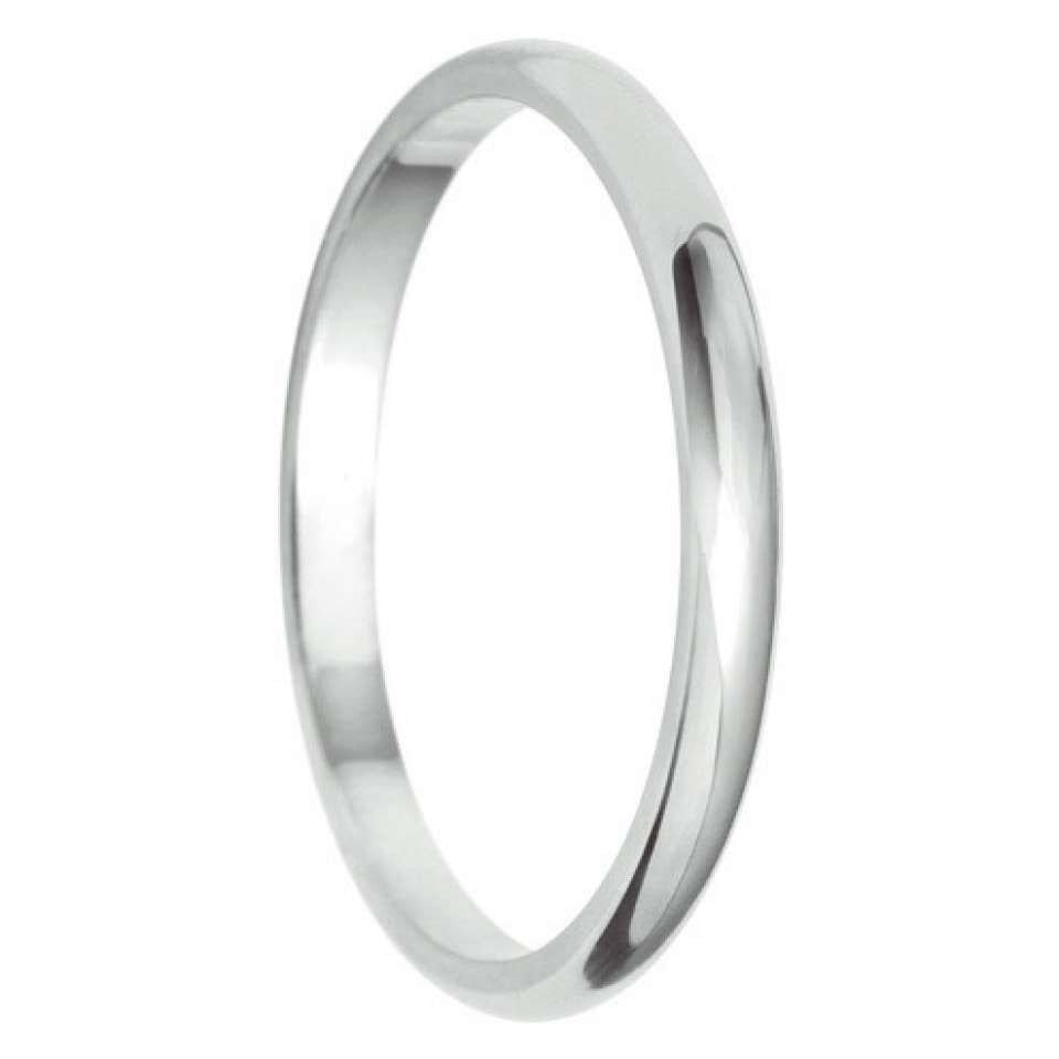 2mm D Shape Heavy Wedding Ring in 18ct White Gold | The Wedding Rings Co.