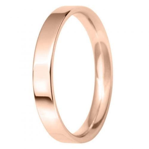 3mm Flat Court Light Wedding Ring in 9ct Rose Gold