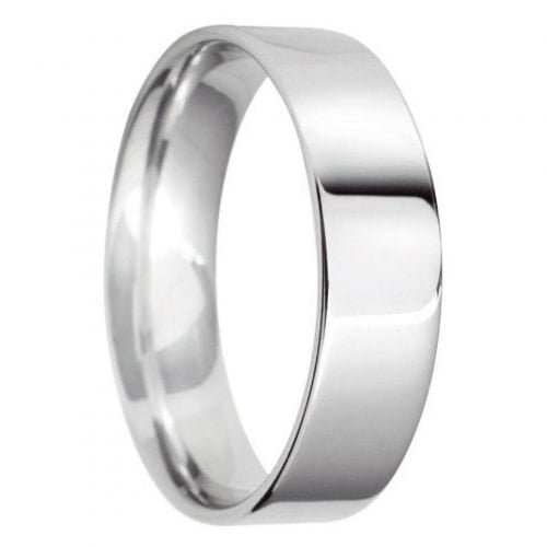 6mm Flat Court Light Wedding Ring in 9ct White Gold